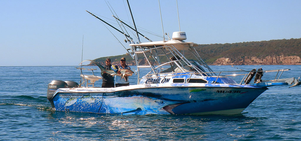 wesley chandler boat wrap with marlin