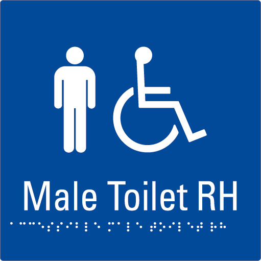 Male Toilet RH Blue Braille Sign