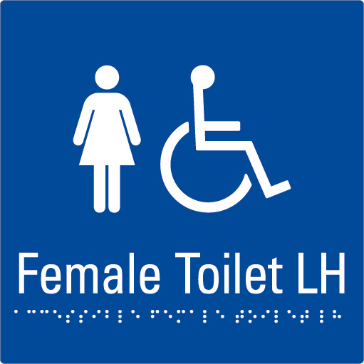 Female Toilet LH Blue Braille Sign
