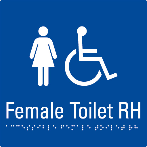 Female Toilet RH Blue Braille Sign
