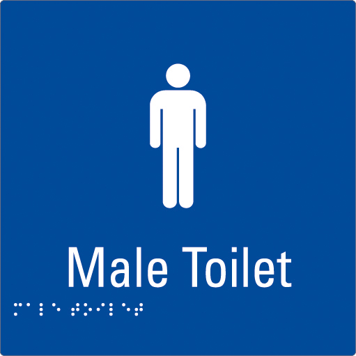 Male Toilet Blue Braille Sign