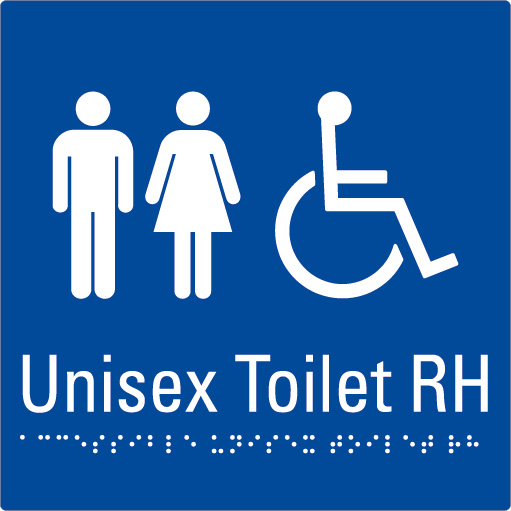 Unisex Toilet RH Blue Braille Sign
