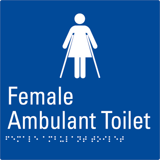 Female Ambulant Toilet Blue Braille Sign
