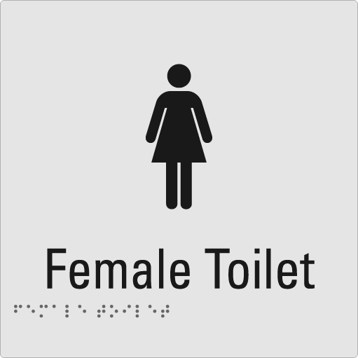 Female Toilet Silver Braille Sign