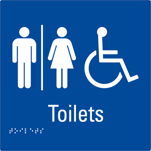Toilets Blue Braille Sign