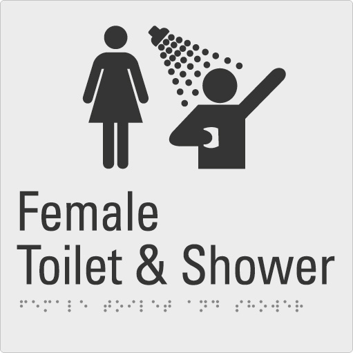 Female toilet & shower Silver Braille Sign