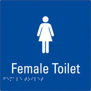 Female Toilet Blue Braille Sign