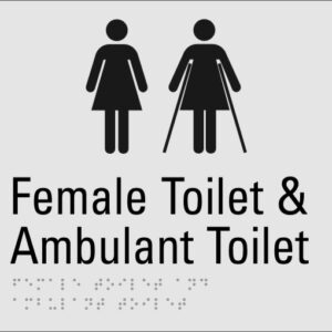 Female Toilet & Ambulant Toilet Silver Braille Sign