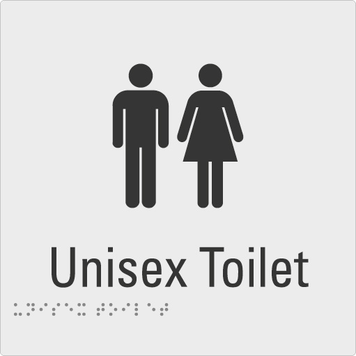 Unisex Toilet Silver Braille Sign
