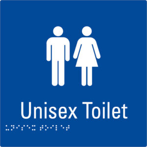 Unisex Toilet Blue Braille Sign