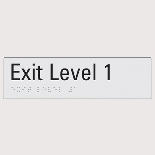 Exit level 1 silver braille sign