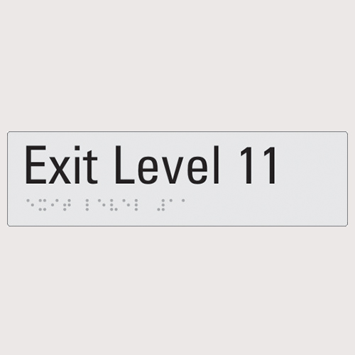 Exit level 11 silver braille sign