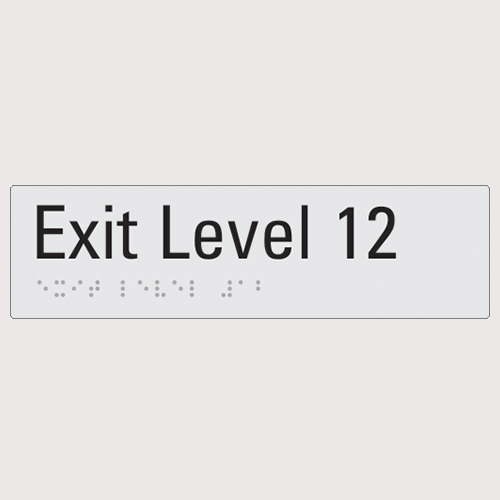 Exit level 12 silver braille sign