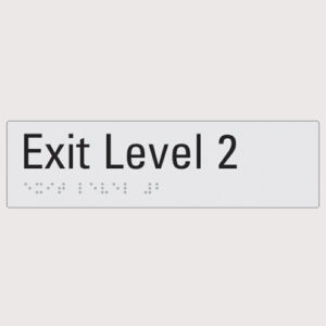 Exit level 2 silver braille sign