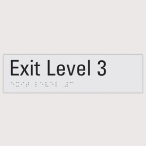 Exit level 3 silver braille sign