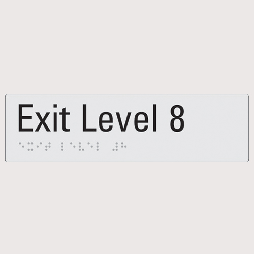 Exit level 8 silver braille sign